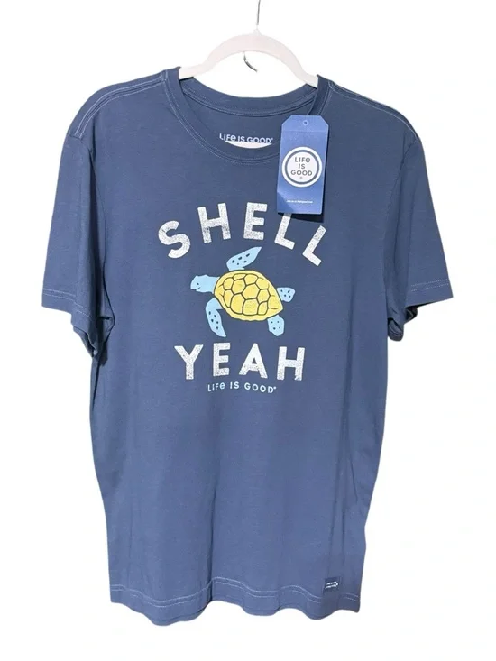 Life Is Good Men's "Shell Yeah" Short Sleeve Crusher Tee in Darkest Blue - Picture 2 of 5